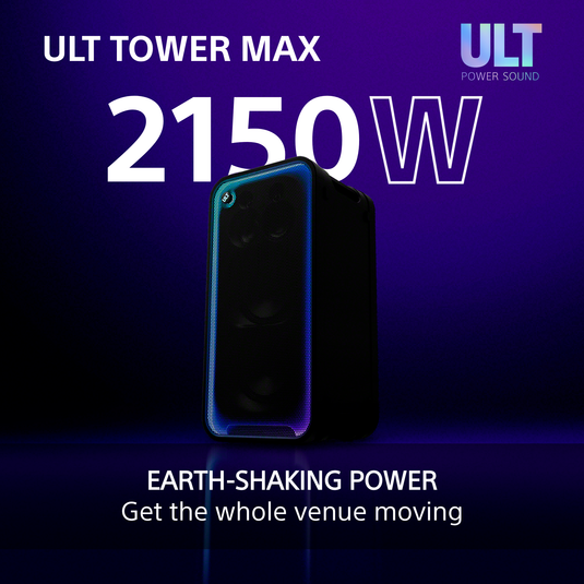 Sony ULT TOWER MAX Large Bluetooth Party Speaker, Black
