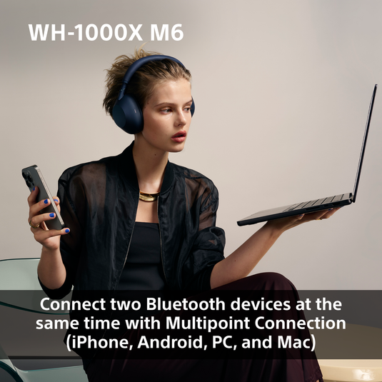 Sony WH-1000XM6 Wireless Noise Cancelling Headphones, Sandstone