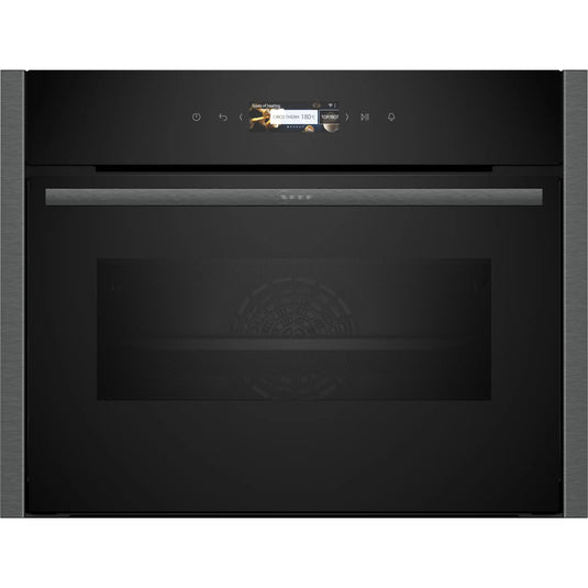 Neff N70, Built-in compact oven with microwave function, 60 x 45 cm, Graphite-Grey