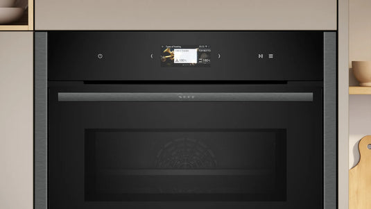 Neff N90, Built-in compact oven with microwave function, 60 x 45 cm, Graphite-Grey