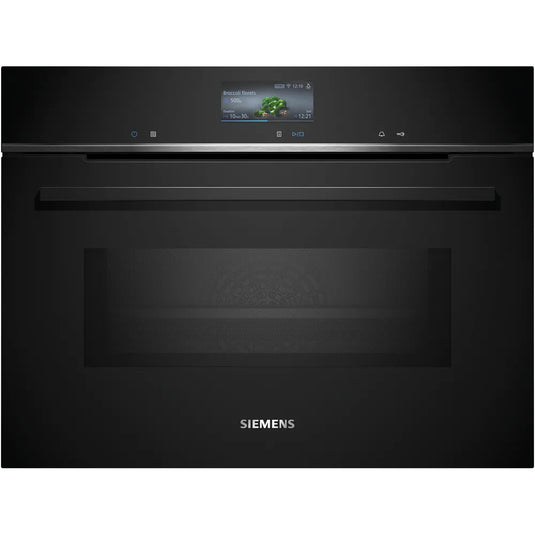 Siemens iQ700, Built-in compact oven with microwave function, 60 x 45 cm, Black