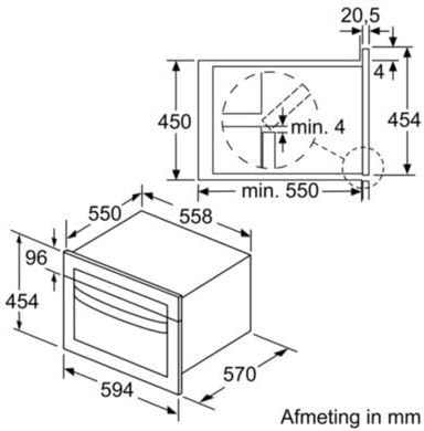 Bosch Series 4, Built-in microwave oven with hot air, 60 x 45 cm, Stainless steel