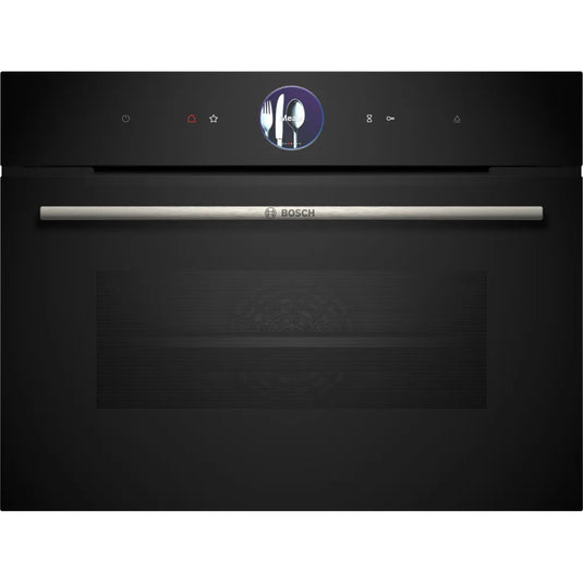 Bosch Series 8, Built-in compact oven with steam function, 60 x 45 cm, Black