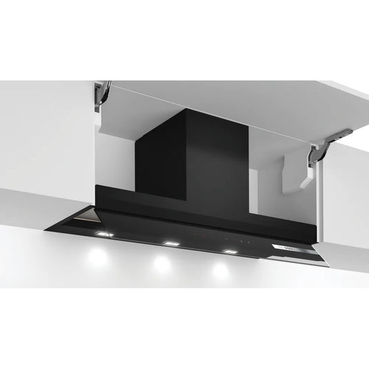 Bosch Series 6, Integrated Design Hood, 90 cm, clear glass black printed