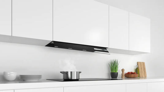 Bosch Series 6, Integrated Design Hood, 90 cm, clear glass black printed