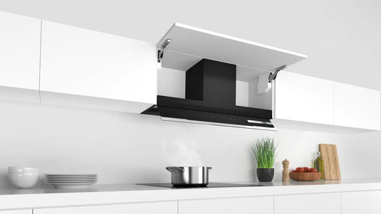 Bosch Series 6, Integrated Design Hood, 90 cm, clear glass black printed