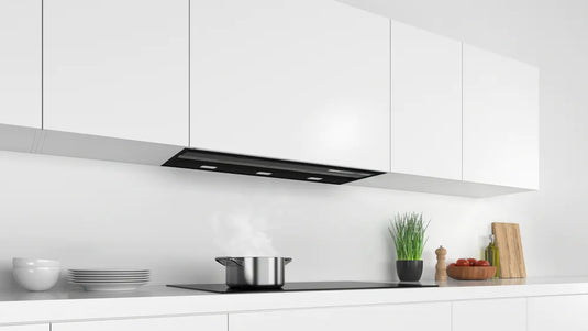 Bosch Series 6, Integrated Design Hood, 90 cm, clear glass black printed
