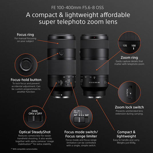 Sony SEL100400B FE 100-400mm F5.6-8 OSS Lens