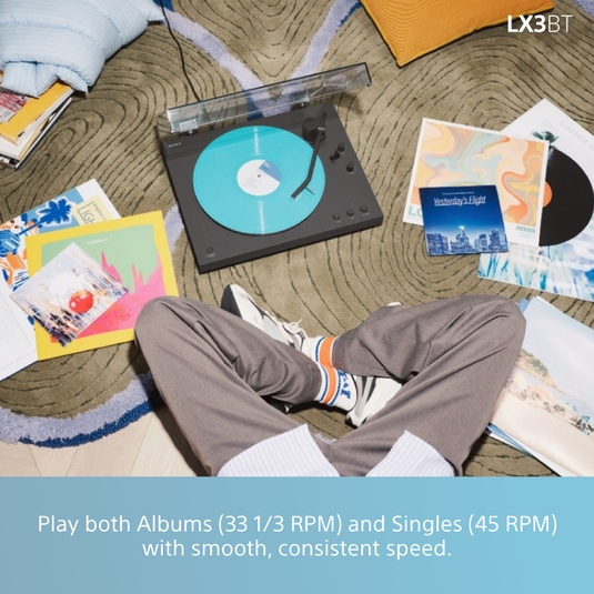 Sony PS-LX3BT Bluetooth / Audio Cable Turntable, Grey