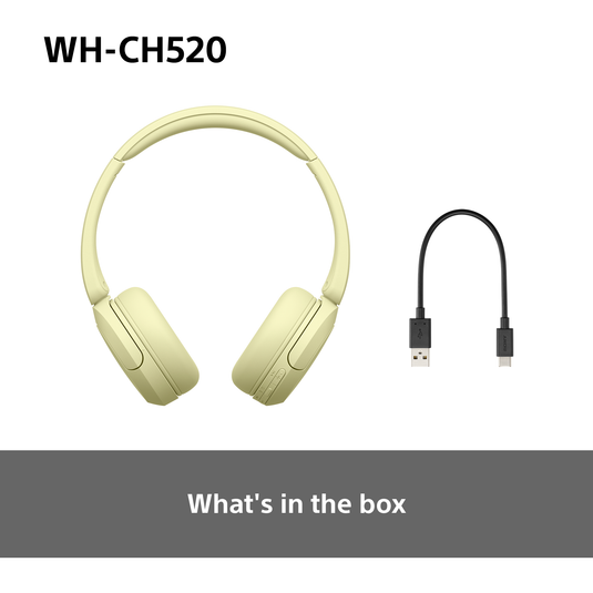 Sony WH-CH520 Wireless Headphones, Yellow