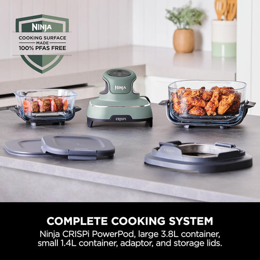 Ninja FN101UKSG CRISPi 4-in-1 Portable Glass Airy Fryer, Sage