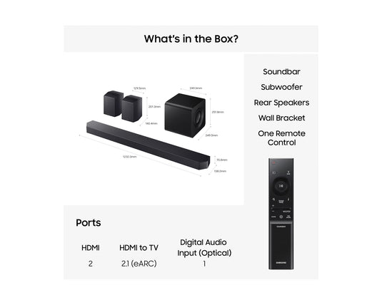 Samsung HW-Q990H 11.1.4ch Q-Series Soundbar with Subwoofer & Rear Speaker - Titan Black