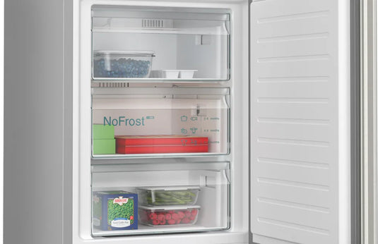 Siemens iQ300, Free-standing fridge-freezer, 203 x 60 cm, Brushed steel