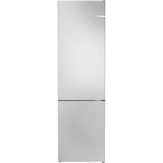 Bosch Series 4, Free-standing fridge-freezer with freezer at bottom, 203 x 60 cm, Stainless steel look