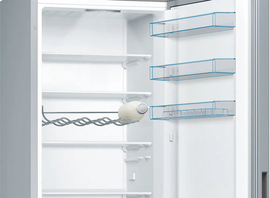 Bosch Series 4, Free-standing fridge-freezer with freezer at bottom, 201 x 60 cm, Stainless steel look