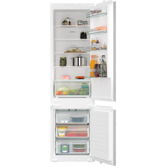 Siemens iQ100, Built-in fridge-freezer with freezer at bottom, 193.5 x 54.1 cm, sliding hinge