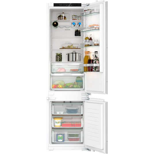 Siemens iQ300, Built-in fridge-freezer with freezer at bottom, 193.5 x 55.8 cm, flat hinge