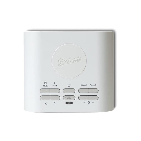 OPEN-BOX RENEWED - Roberts Ortus Charge FM Alarm Clock Radio with Wireless Phone Charger, White