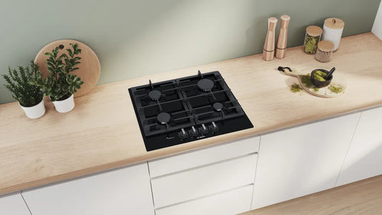 Bosch Series 6, Gas hob, 60 cm, Black