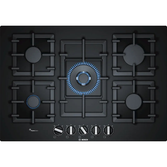 Bosch Series 6, Gas hob, 75 cm, Tempered glass, Black