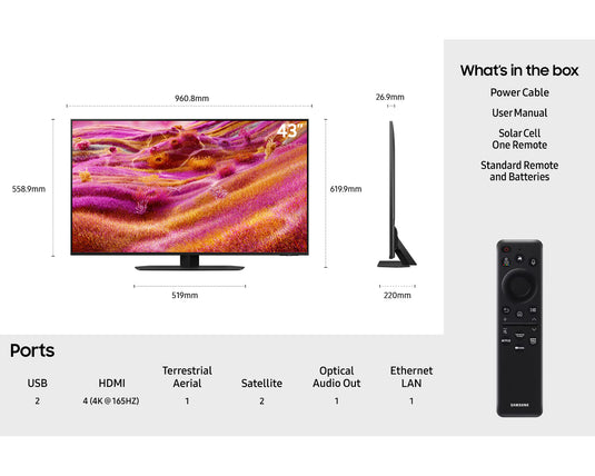 Samsung QE43QN93F 43" Neo QLED QN93F Mini LED HDR 4K Ultra HD Smart AI TV