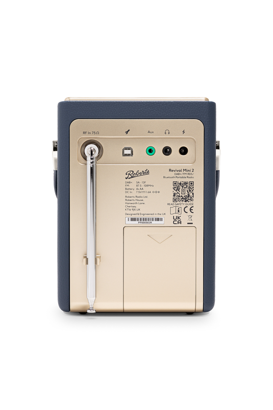 Roberts Revival Mini 2 DAB/DAB+/FM Portable Radio with Bluetooth, Midnight Blue