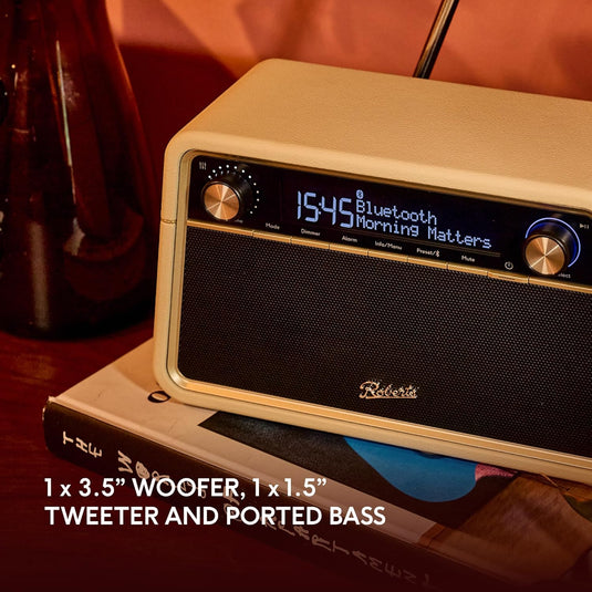 Roberts Reva DAB+/FM Table-top Radio with Bluetooth, Pastel Cream