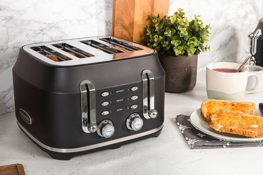 Rangemaster RMCL4S201BK, Classic 4 Slice Toaster, Matt Black
