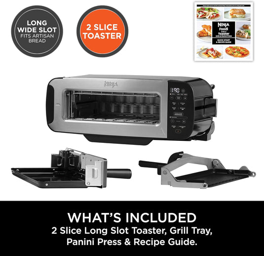 Ninja ST200UK Foodi 3-in-1 Toaster, Grill & Panini Press, Black