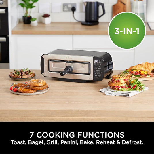 Ninja ST200UK Foodi 3-in-1 Toaster, Grill & Panini Press, Black