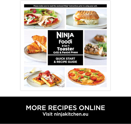 Ninja ST200UK Foodi 3-in-1 Toaster, Grill & Panini Press, Black