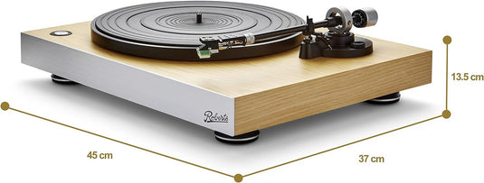 Roberts Stylus Luxe Direct Drive Turntable with Pre-Amp, Light Oak