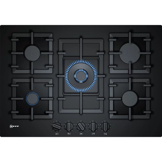 Neff N70, Gas hob, 75 cm, Tempered glass, Black