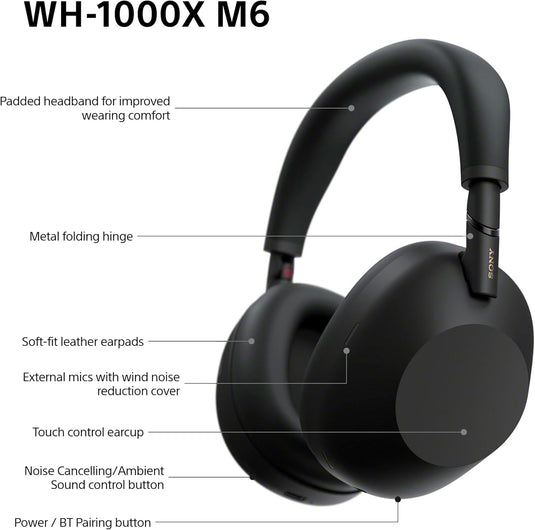 Sony WH-1000XM6 Wireless Noise Cancelling Headphones, Black