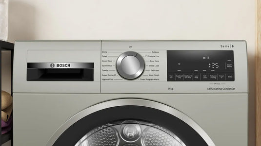 Bosch Series 6, Heat pump tumble dryer, 9 kg, Silver inox
