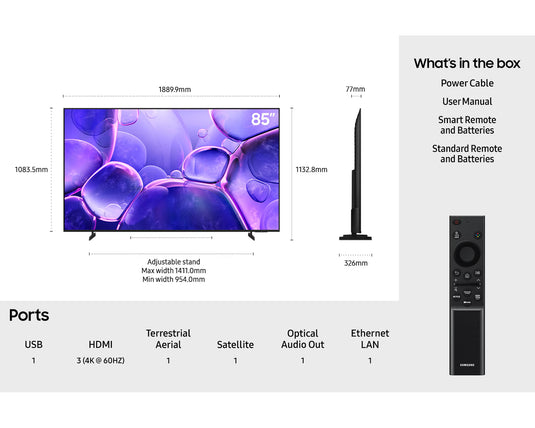 Samsung UE85U8020F 85" LED HDR 4K Ultra HD Smart TV