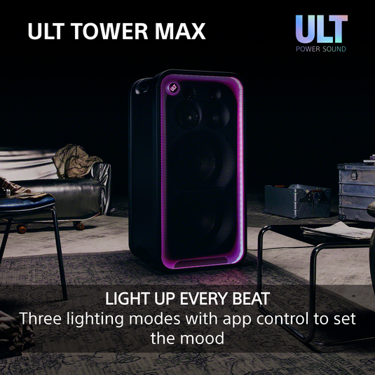 Sony ULT TOWER MAX Large Bluetooth Party Speaker, Black