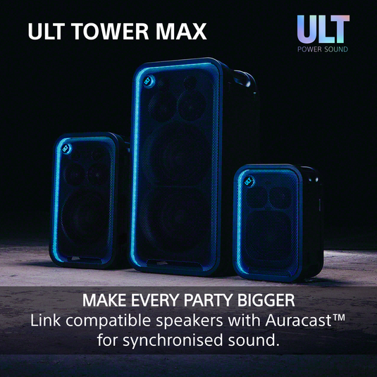 Sony ULT TOWER MAX Large Bluetooth Party Speaker, Black