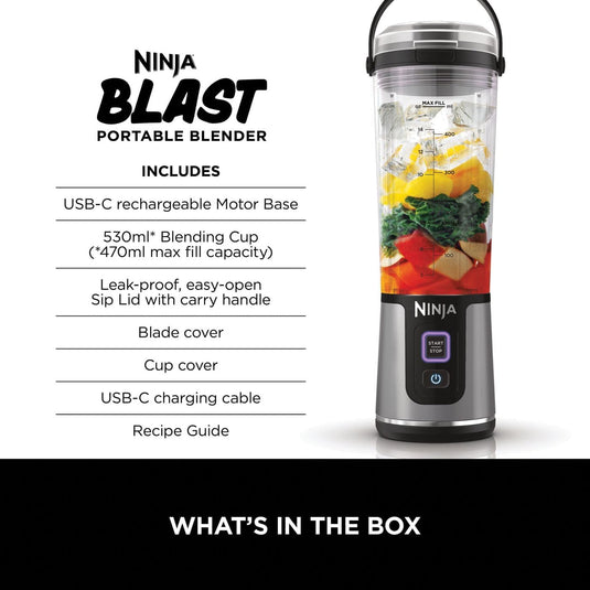 Ninja BC151UKBK Blast Cordless Portable Blender, Black