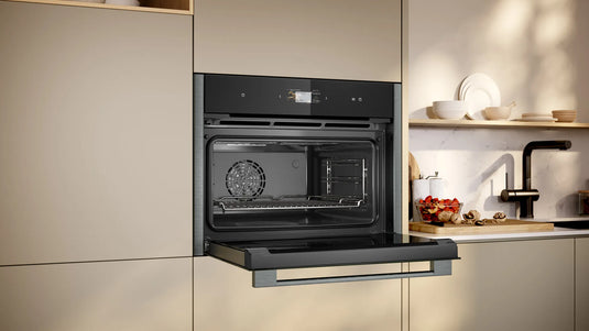 Neff N90, Built-in compact oven with steam function, 60 x 45 cm, Graphite-Grey