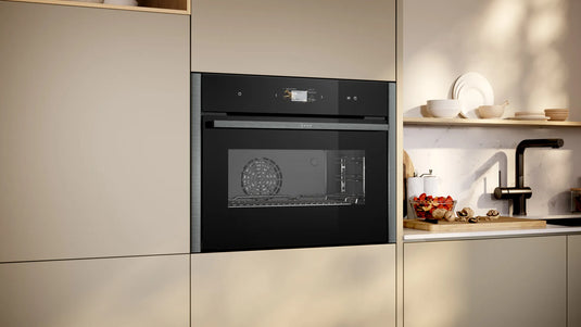 Neff N90, Built-in compact oven with steam function, 60 x 45 cm, Graphite-Grey