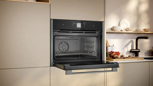 Neff N90, Built-in compact oven with steam function, 60 x 45 cm, Graphite-Grey