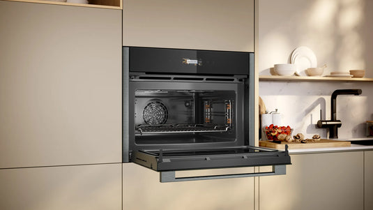 Neff N70, Built-in compact oven with microwave function, 60 x 45 cm, Graphite-Grey