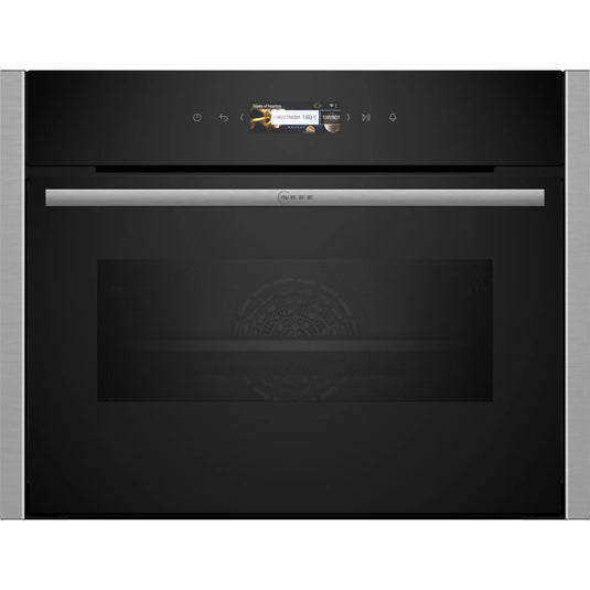 Neff N70, Built-in compact oven with microwave function, 60 x 45 cm, Stainless steel