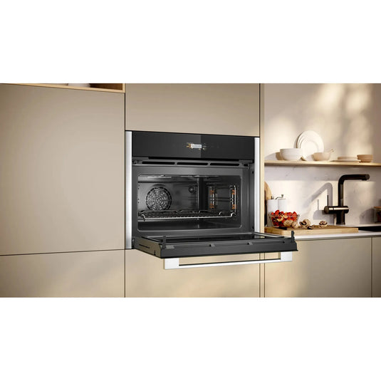 Neff N70, Built-in compact oven with microwave function, 60 x 45 cm, Stainless steel