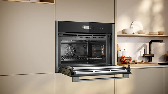 Neff N90, Built-in compact oven with microwave function, 60 x 45 cm, Graphite-Grey