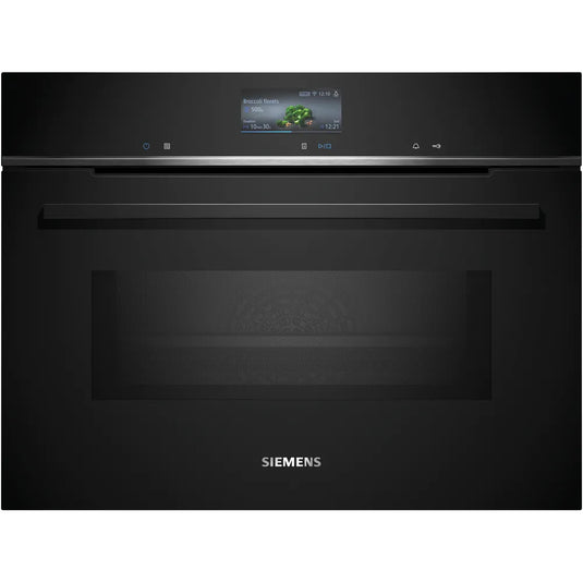 Siemens iQ700, Built-in compact oven with microwave function, 60 x 45 cm, Black