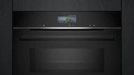 Siemens iQ700, Built-in compact oven with microwave function, 60 x 45 cm, Black