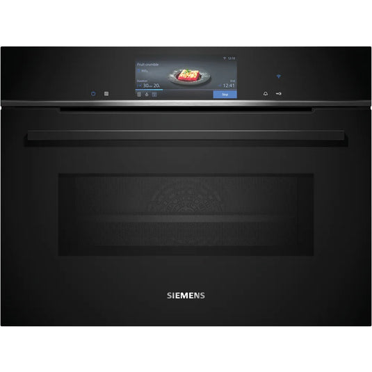 Siemens iQ700, Built-in compact oven with microwave function, 60 x 45 cm, Black