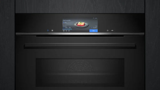 Siemens iQ700, Built-in compact oven with microwave function, 60 x 45 cm, Black